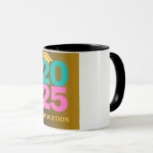 ティール（緑がかった色）とピンクの卒業年2025 マグカップ (正面右)