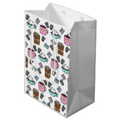 ティール（緑がかった色）とピンクの可愛いコーヒーマグ ミディアムペーパーバッグ (裏面アングル)