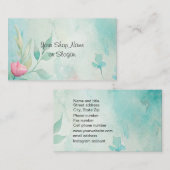 ティール（緑がかった色）とピンクの名刺 名刺 (正面/裏面)