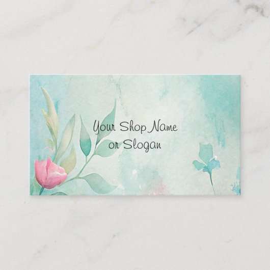 ティール（緑がかった色）とピンクの名刺 名刺 (正面)