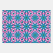 ティール(緑がかった色)とピンクの抽象芸術星型 ラッピングペーパーシート (正面)