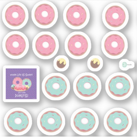 ティール(緑がかった色)とピンクの曇りドーナツプランナーシール シール (正面)