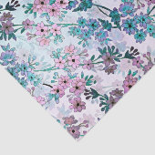 ティール（緑がかった色）とピンクの繊細な花のつる植物 薄葉紙 (詳細)