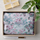 ティール（緑がかった色）とピンクの繊細な花のつる植物 薄葉紙 (ギフト)