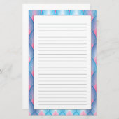 ティール（緑がかった色）とピンクの花びらのパターン 便箋 (正面/裏面)