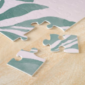 ティール（緑がかった色）とピンクの花をテーマにした水彩自然 ジグソーパズル (側面)