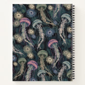 ティール(緑がかった色)とピンクのEtherealクラゲとAnemones ノートブック (裏面)