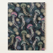 ティール（緑がかった色）とピンクのEtherealクラゲとAnemones プランナー手帳 (裏面)