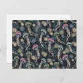 ティール(緑がかった色)とピンクのEtherealクラゲとAnemones ポストカード (正面/裏面)