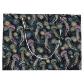 ティール（緑がかった色）とピンクのEtherealクラゲとAnemones ラージペーパーバッグ (裏面)