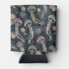 ティール（緑がかった色）とピンクのEtherealクラゲとAnemones 缶クーラー