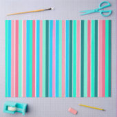 ティール（緑がかった色）とピンクストライプ色 薄葉紙 (クラフト)