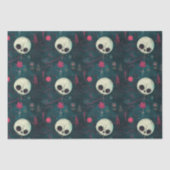 ティール(緑がかった色)とピンクハロウィーンスカルとフローラデコページ 薄葉紙 (正面)