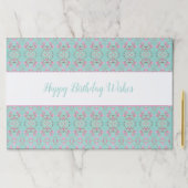 ティール(緑がかった色)とピンクパターン(の模様が)ある25ピース誕生日ランチョンマット ペーパーパッド (インサイチュ)