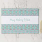 ティール（緑がかった色）とピンクパターン（の模様が）ある25ピース ペーパーパッド (インサイチュ)