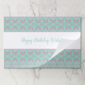 ティール（緑がかった色）とピンクパターン（の模様が）ある25ピース ペーパーパッド (折り畳み)