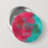 ティール（緑がかった色）とピンクホリハイパウダー&ハンズ 缶バッジ (正面&裏面)