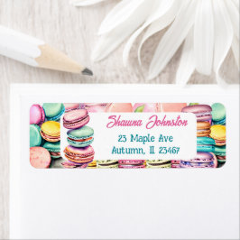 ティール(緑がかった色)とピンクマカロンCookie ラベル