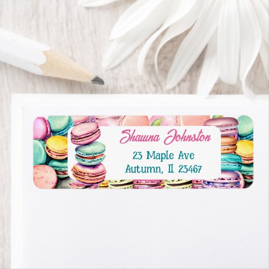 ティール（緑がかった色）とピンクマカロンCookie ラベル (インサイチュ)