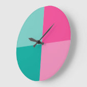 ティール(緑がかった色)とピンクモダンアートカラーブロック壁時計 ラージ壁時計 (傾斜)