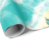 ティール（緑がかった色）とフローラ ラッピングペーパー (ロールコーナー)