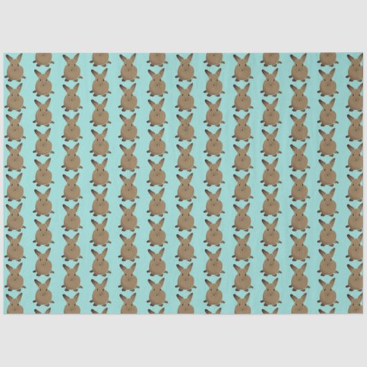 ティール（緑がかった色）とブラウンイースターバニー 薄葉紙 (正面)