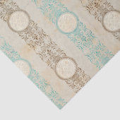 ティール(緑がかった色)とブラウンストライプデコパージュ 薄葉紙 (詳細)