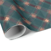 ティール（緑がかった色）とブラウンプレイドパターン – 素朴休日 ラッピングペーパー (ロールコーナー)