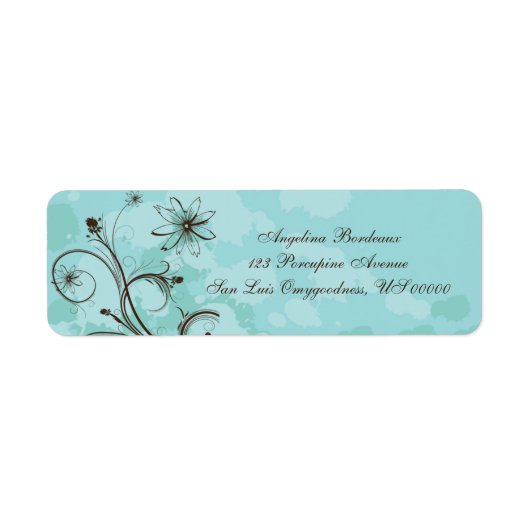 ティール(緑がかった色)とブラウン抽象芸術 ラベル (正面)