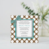 ティール(緑がかった色)とブラウン水玉模様結婚式招待状 招待状 (スタンド正面)