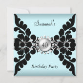 ティール(緑がかった色)とブラックカスタム招待状 招待状 (正面)