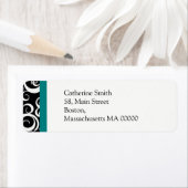 ティール(緑がかった色)とブラックダマスクスワーズ住所 シール (インサイチュ)