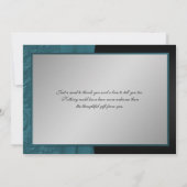 ティール(緑がかった色)とブラックダマスクモノグラムのサンキューカード サンキューカード (裏面)