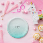 ティール（緑がかった色）とブラックハート結婚の紙プレート ペーパープレート (パーティー)