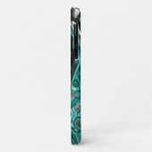 ティール（緑がかった色）とブラックバブルのデジタル流体アートセル Case-Mate iPhoneケース (裏面/左)