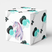 ティール（緑がかった色）とブラックバルーンお祝い フェイバーボックス (裏面サイド)