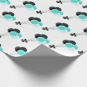 ティール（緑がかった色）とブラックバルーンお祝い ラッピングペーパー (角)