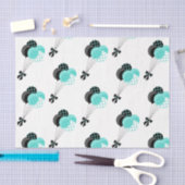 ティール（緑がかった色）とブラックバルーンお祝い 薄葉紙 (クラフト)