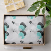 ティール（緑がかった色）とブラックバルーンお祝い 薄葉紙 (ギフト)