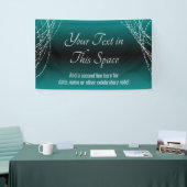 ティール（緑がかった色）とブラックラグラデーションイトの追加文字 横断幕 (トレードショー)