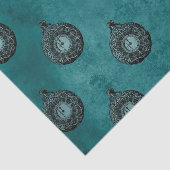 ティール（緑がかった色）とブラックヴィンテージウォッチパターン 薄葉紙 (詳細)