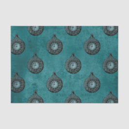 ティール（緑がかった色）とブラックヴィンテージウォッチパターン 薄葉紙