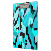 ティール（緑がかった色）とブラック抽象芸術プリント クリップボード (左)