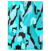 ティール（緑がかった色）とブラック抽象芸術プリント クリップボード (裏面)