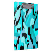 ティール（緑がかった色）とブラック抽象芸術プリント クリップボード (右)