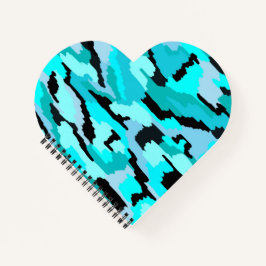 ティール（緑がかった色）とブラック抽象芸術プリント ノートブック