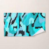 ティール(緑がかった色)とブラック抽象芸術プリント バスタオルセット (ハンドタオル)