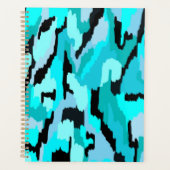 ティール（緑がかった色）とブラック抽象芸術プリント プランナー手帳 (正面)