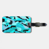 ティール（緑がかった色）とブラック抽象芸術プリント ラゲッジタグ (裏面横)