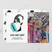 ティール(緑がかった色)とブラック格言ハッピーホリデーズグリーティングフォト シーズンカード (正面/裏面)